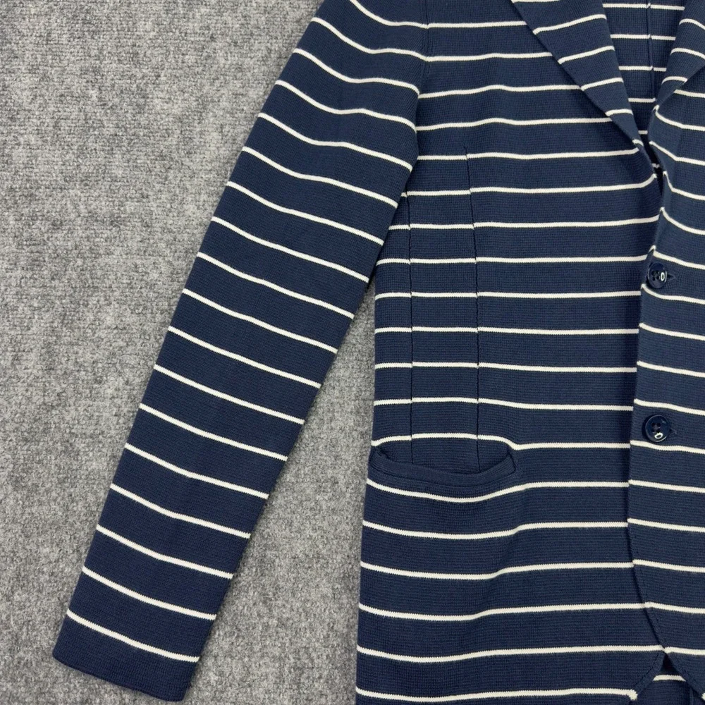 Jack & Jones Blazer‎ Mens S Blue White Stripe Knit Slim Preppy Minimalist Career